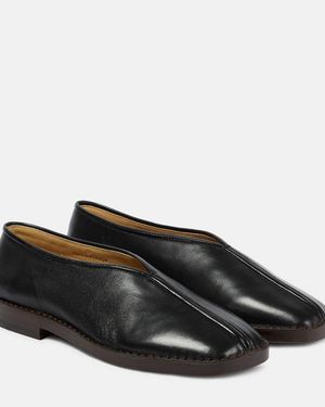 Lemaire Piped Leather Loafers - Black