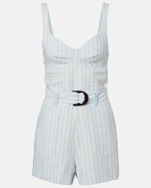 Jonathan Simkhai Striped Cotton-Blend Seersucker Romper - White