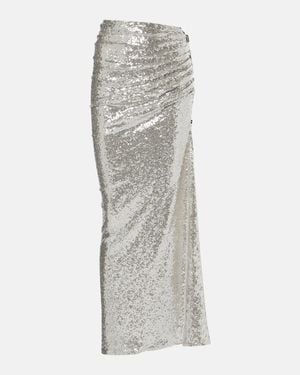 Maticevski Luna Draped Sequined Maxi Skirt - Gray