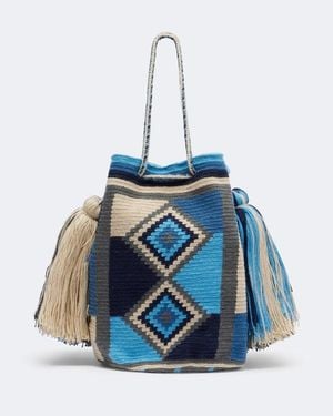 JW Anderson La Mochia Wayuu Woven Bucket Bag - Blue