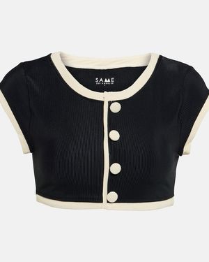 SAME Crop Top Grace De Jersey - Azul