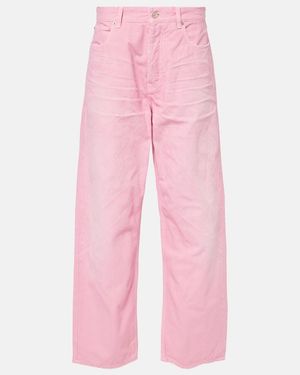 Balenciaga High-Rise Wide-Leg Jeans - Pink