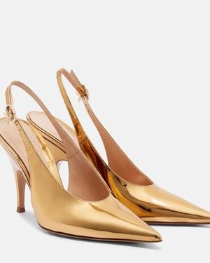 Gianvito Rossi Sofia Metallic Leather Slingback Court Shoes - Natural