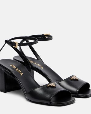 Prada Leather Slingback Sandals - Black