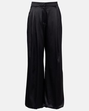 Nina Ricci Silk-Blend Satin Wide-Leg Trousers - Black