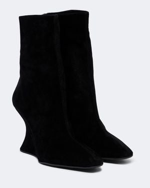 Aquazzura Amore Suede Wedge Ankle Boots - Black