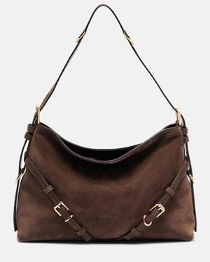 Givenchy Schultertasche Voyou Medium Aus Veloursleder - Braun