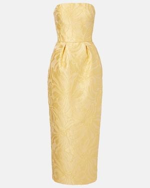 Monique Lhuillier Floral Jacquard Cocktail Dress - Yellow