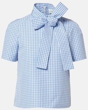 ShuShu/Tong Top De Algodon A Cuadros Vichy Con Lazo - Azul