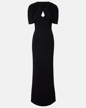 Rebecca Vallance Cameron Caped Crepe Gown - Black