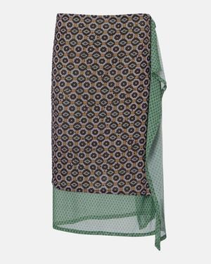 Dries Van Noten Embellished Printed Jersey Midi Skirt - Grey