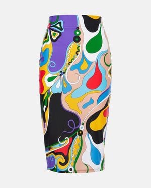 PUCCI Orchidee Pencil Skirt - Blue