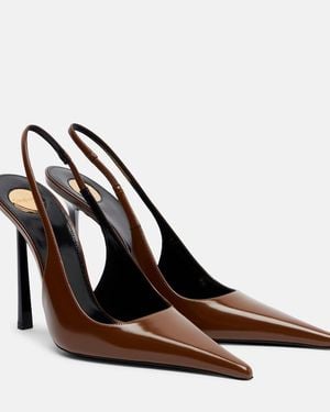 Saint Laurent Vendome 110 Leather Slingback Court Shoes - Brown