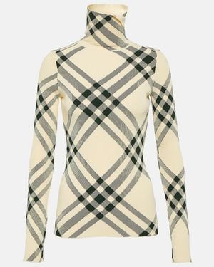 Burberry Check Turtleneck Jumper - Natural