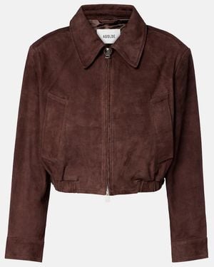 Agolde Nahla Cropped Suede Jacket - Brown