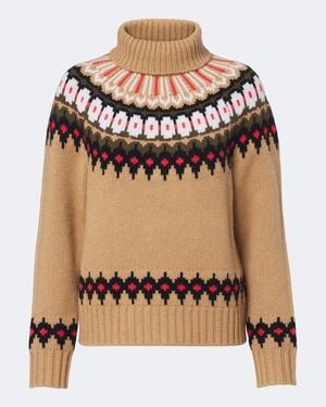 Bogner Jersey Ingrid Fair Isle De Cachemir - Marrón