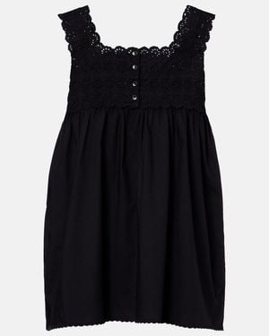 Posse Ezra Broderie Anglaise Cotton Top - Black