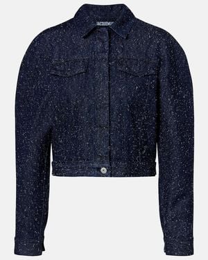 Jacquemus Ovalo De-Nimes Embroidered Denim Jacket - Blue