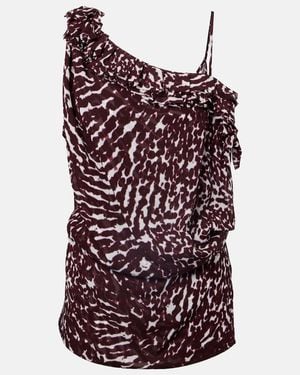 Dries Van Noten Printed Ruffled Top - Purple