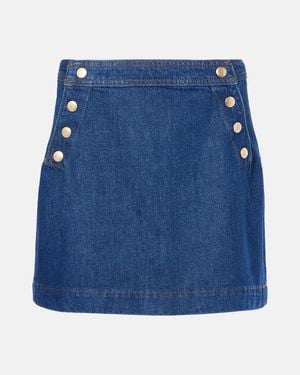 FRAME Sailor Snap Denim Miniskirt - Blue