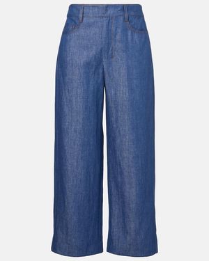 Max Mara Dante Cotton And Linen Twill Wide-Leg Trousers - Blue