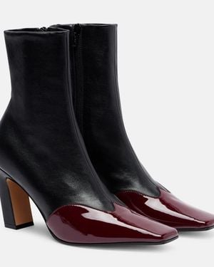KHAITE Nevada 85 Leather Ankle Boots - Purple