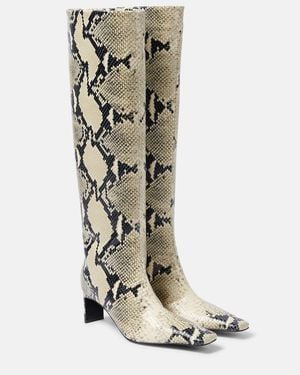 KHAITE Ona 55 Snake-Effect Leather Knee-High Boots - White