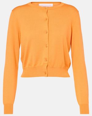 Carolina Herrera Cropped Silk And Cotton Cardigan - Orange