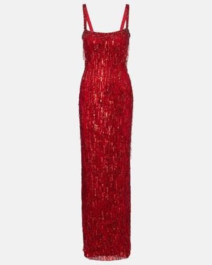 Jenny Packham Fleur Embellished Maxi Dress - Red