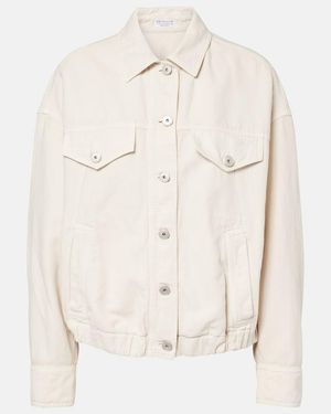 Brunello Cucinelli Monili Beaded Cotton And Linen Jacket - Natural