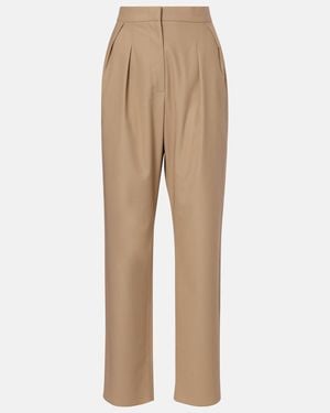 Max Mara Dede Pleated Cotton Slim Trousers - Natural