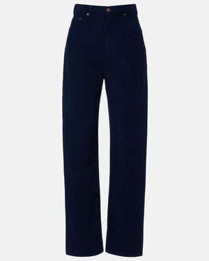 Victoria Beckham Gerade High-Rise-Hose Aus Baumwoll-Cord - Blau