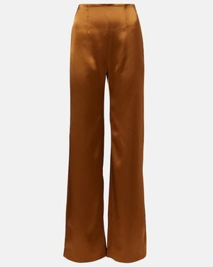 Galvan London Sister Moon Satin Wide-Leg Pants - Brown