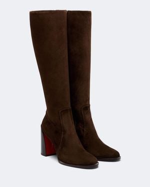 Christian Louboutin Iranina Suede Knee-High Boots - Brown