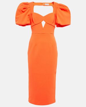 Rebecca Vallance Loretta Puff-sleeve Crepe Midi Dress - Orange