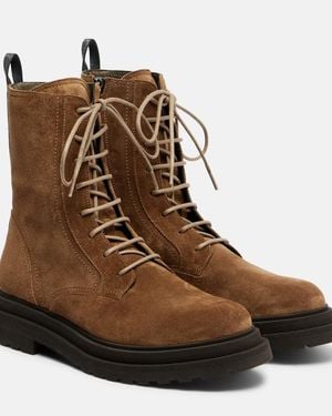 Brunello Cucinelli Suede Combat Boots - Brown