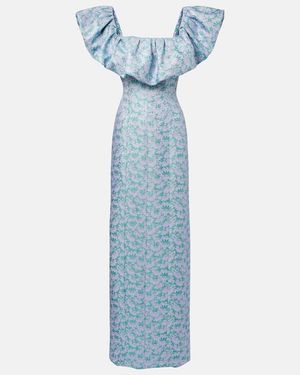 Markarian Rowan Floral Brocade Gown - Blue