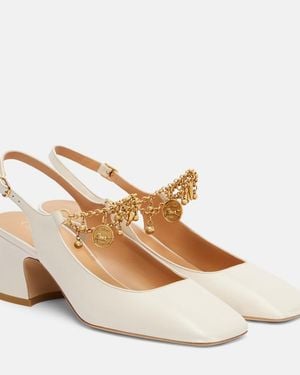 Chloé Charms 55 Leather Slingback Court Shoes - Natural