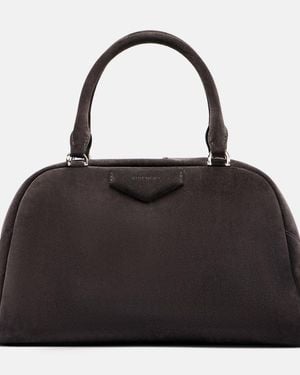 Givenchy Antigona East-West Medium Suede Tote Bag - Black