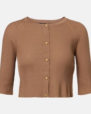 Max Mara Cropped-Cardigan Aus Rippstrick - Braun