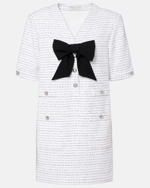 Alessandra Rich Tweed Dress With Bow - White