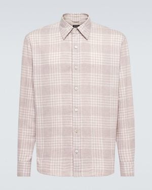 ZEGNA Checked Cotton Flannel Shirt - White