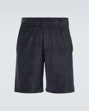 Loro Piana Murano Cotton And Silk Velour Bermuda Shorts - Blue