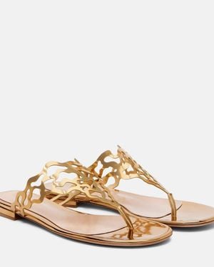 Gianvito Rossi Metallic-Leather Sandals - Natural