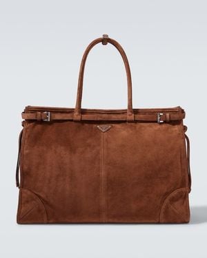 Prada Tote Aus Veloursleder - Braun