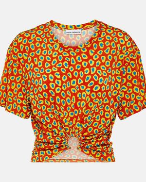 Rabanne Second Skin Leopard-Print Top - Orange