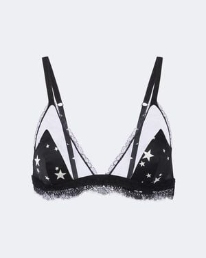 Dolce & Gabbana Lace-Trimmed Printed Bra - Black