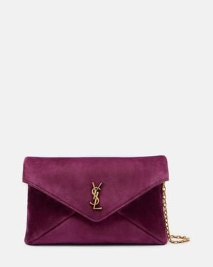 Saint Laurent Cassandre Small Suede Crossbody Bag - Purple