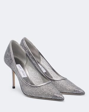 Jimmy Choo Love Embroidered Glitter Pumps - Grey