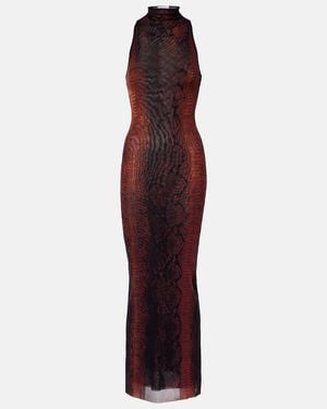 Jean Paul Gaultier Snake-Effect Halterneck Gown - Red